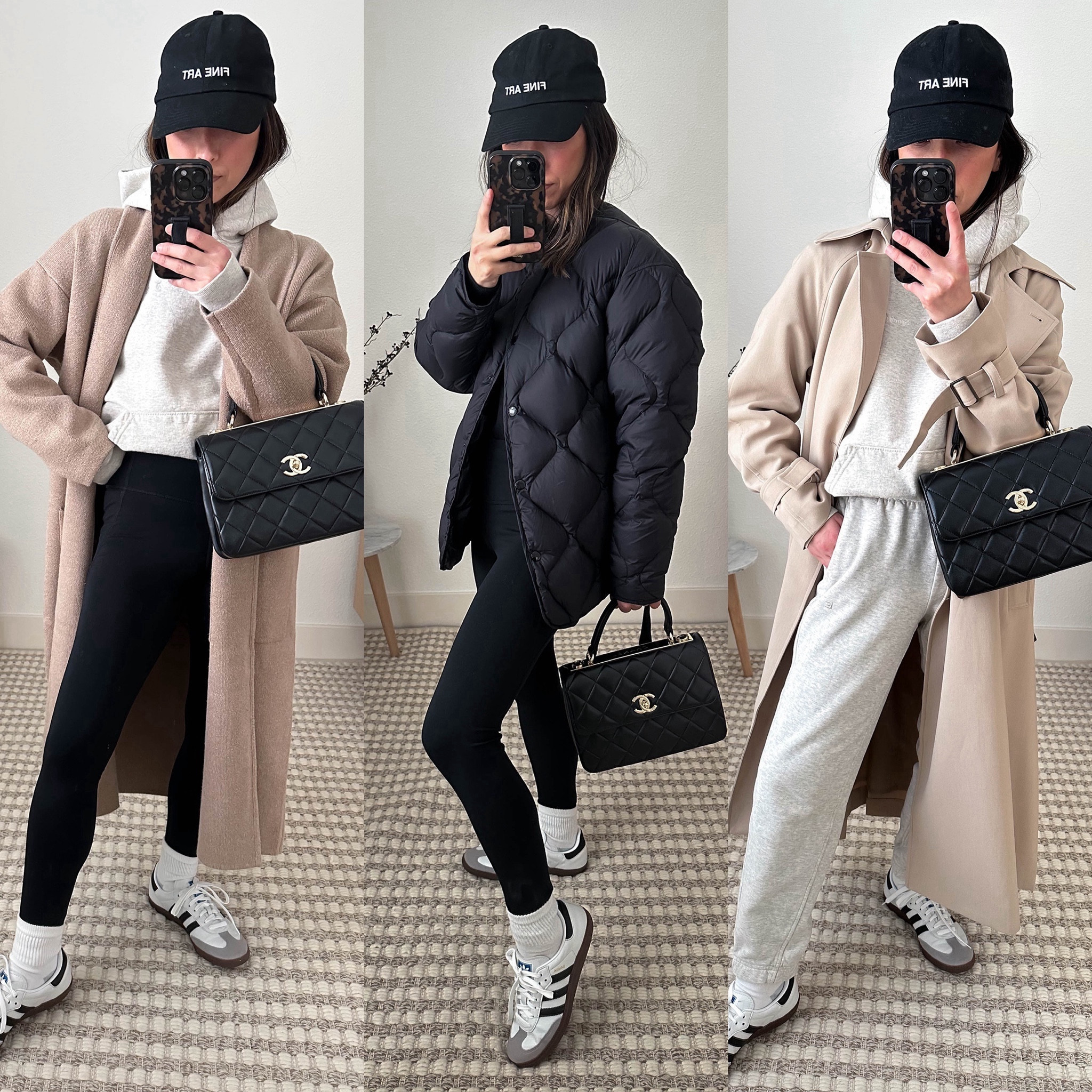 Outfits ideas with adidas samba sneakers. How to wear adidas samba sneakers. These are super comfortable and low profile so flattering on the let. Regular men sizing, you go down 1.5 from your women’s size but adidas samba run a 1/2 size big. I got the 4 men’s (usually 6 in women’s sneakers)

Left to right:

Mango coatigan xs. Runs big
Sporty and Rich sweatshirt small. Runs so small. This is old. 
Amazon leggings xs
Hanes socks
Adidas samba sneakers 4 men’s 
Hat is old
Chanel trendy cc small

Rag & Bone jacket xxs 
Amazon legging s xs

Oak + Fort trench xxs
Sporty and Rich hoodie small
Everlane sweats xs (old)


#LTKshoecrush #LTKitbag #LTKSeasonal