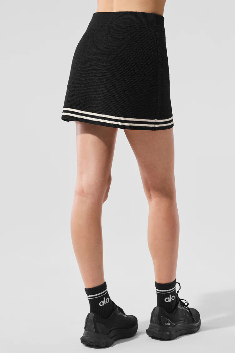 Tennis Club Sweater Knit Skirt - Black/Ivory | Alo Yoga (US)