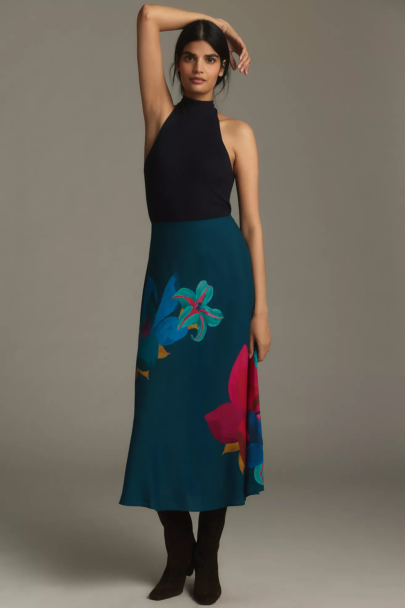 Farm Rio x Anthropologie Satin Slip Midi Skirt | Anthropologie (US)