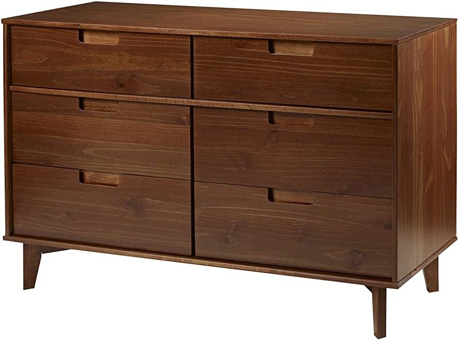 Walker Edison Mid Century Modern Grooved Handle Wood Dresser Bedroom Storage Drawer Organizer Clo... | Amazon (US)