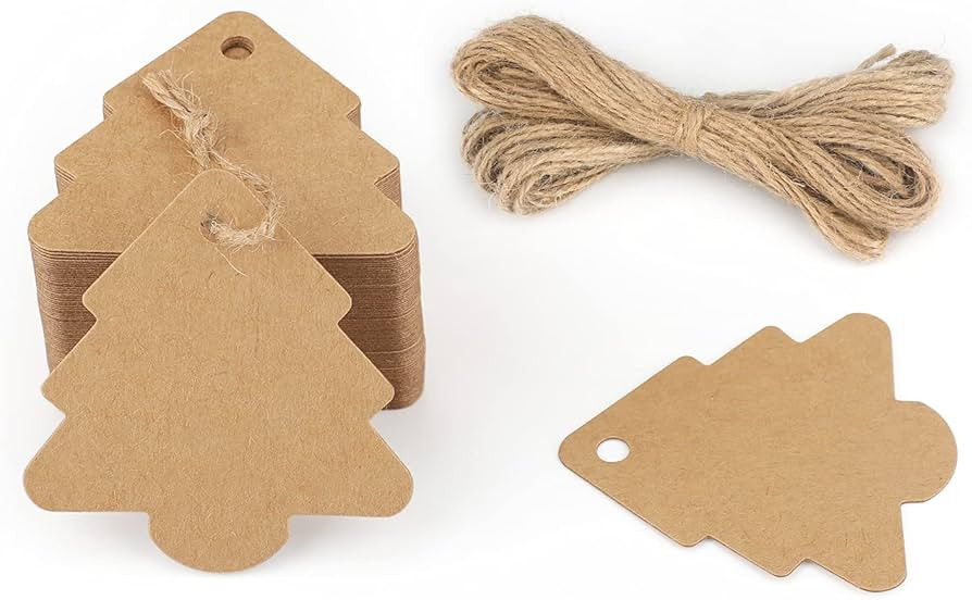 Christmas Tree Gift Tags,Gift Wrap Tags,100 Pcs Kraft Paper Gift Tag with String,Blank Craft Gift... | Amazon (US)