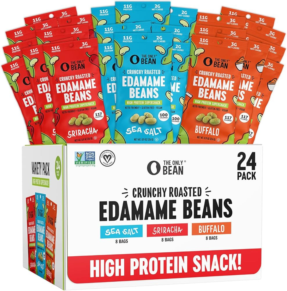 The Only Bean Crunchy Roasted Edamame - Healthy Snacks for Adults and Kids (Variety Pack), Low Ca... | Amazon (US)