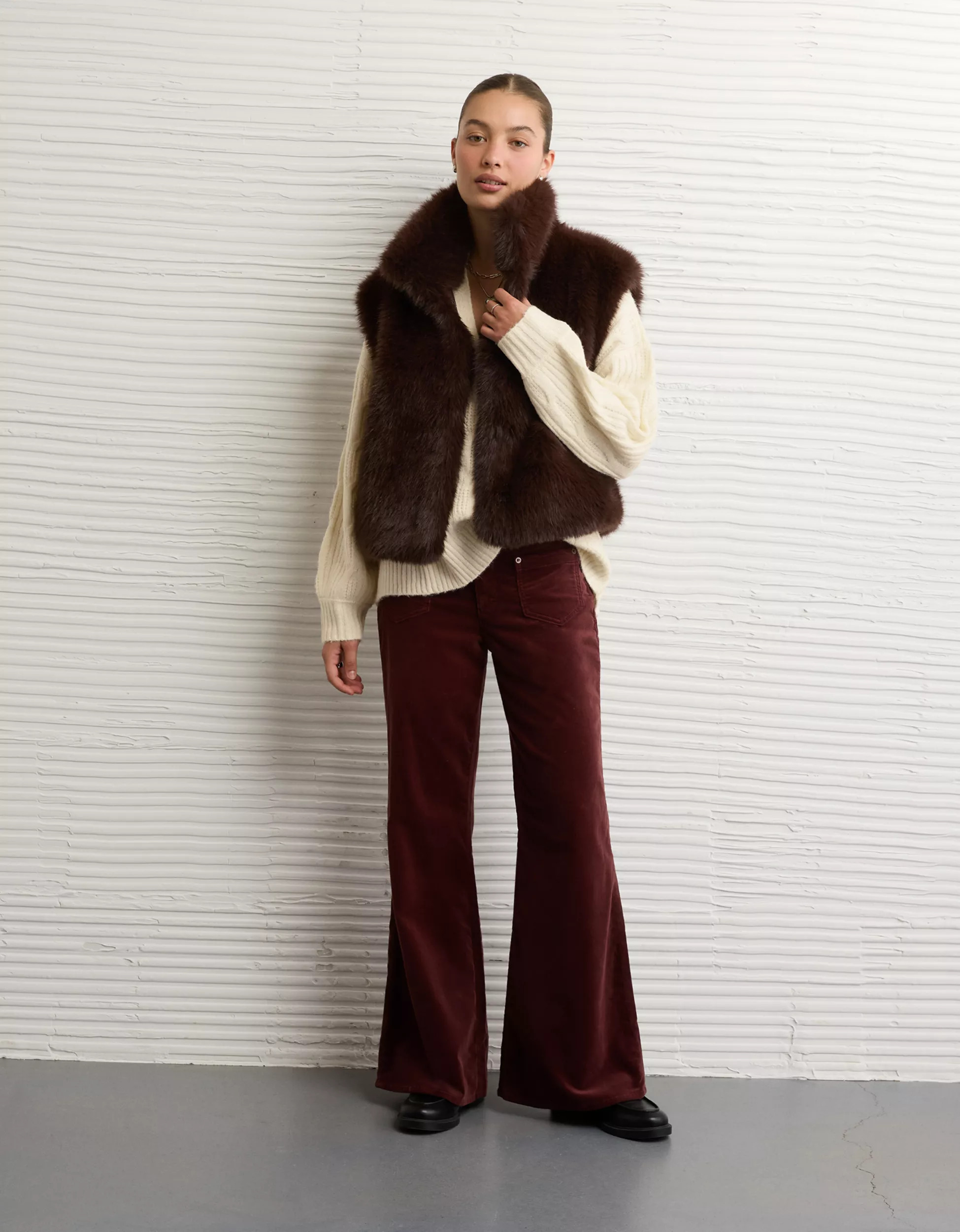 AE Whoa So Soft Notch Neck Cable Sweater | American Eagle Outfitters (US & CA)