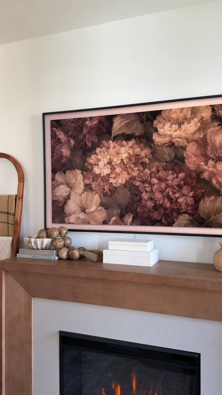 The Samsung frame TV is worth every penny spent! We have the 65” here for this space  It doubles as a beautiful decor piece that can be changeable whenever you want, for whatever season it is! Fall is here on our frame TV! 

#SamsungFrameTV
#modernAirbnb
#fallhomedecor
