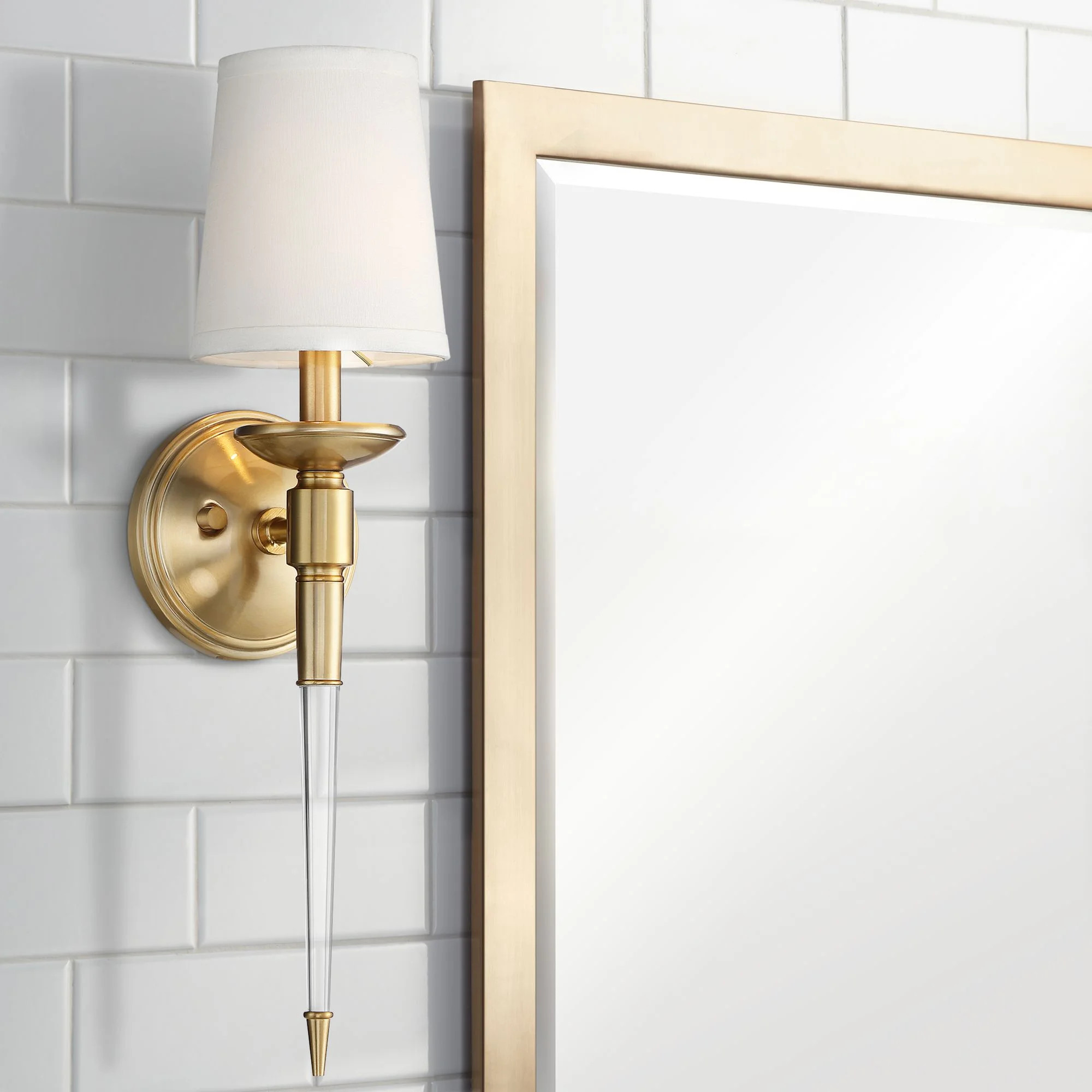 Possini Euro Modern Wall Sconce Lighting Brass Hardwired 5 1/4" Wide Fixture White Shade Bedroom ... | Walmart (US)