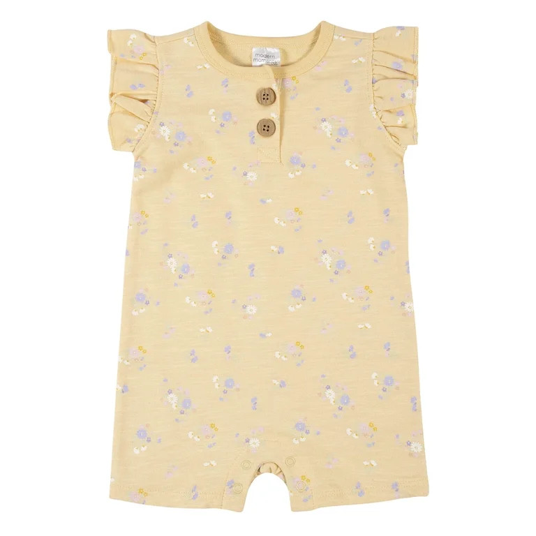 Modern Moments by Gerber Baby Girls Flutter Sleeve Romper, (0-3 Months - 24 Months) | Walmart (US)