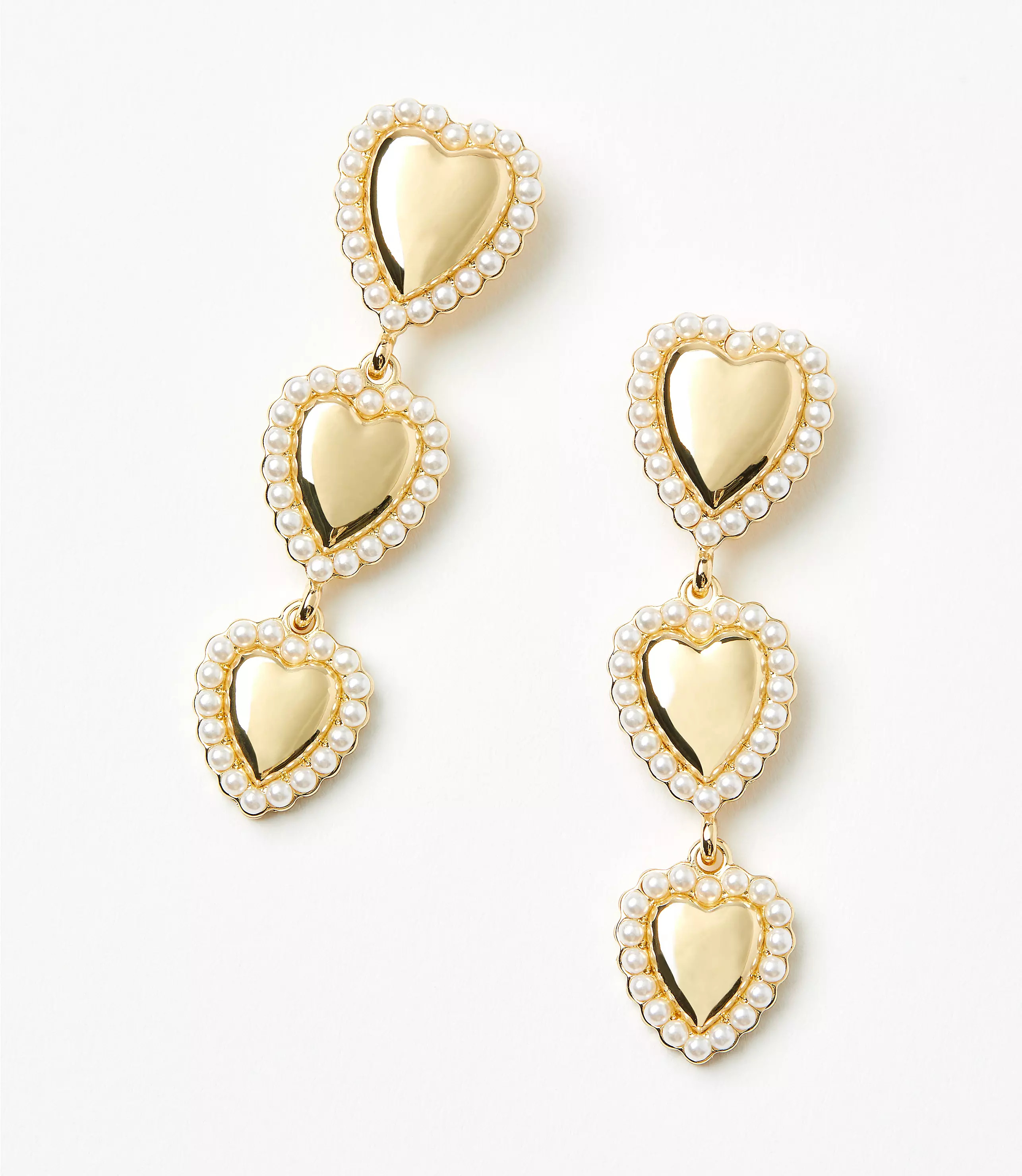 Pearlized Heart Drop Statement Earrings | LOFT