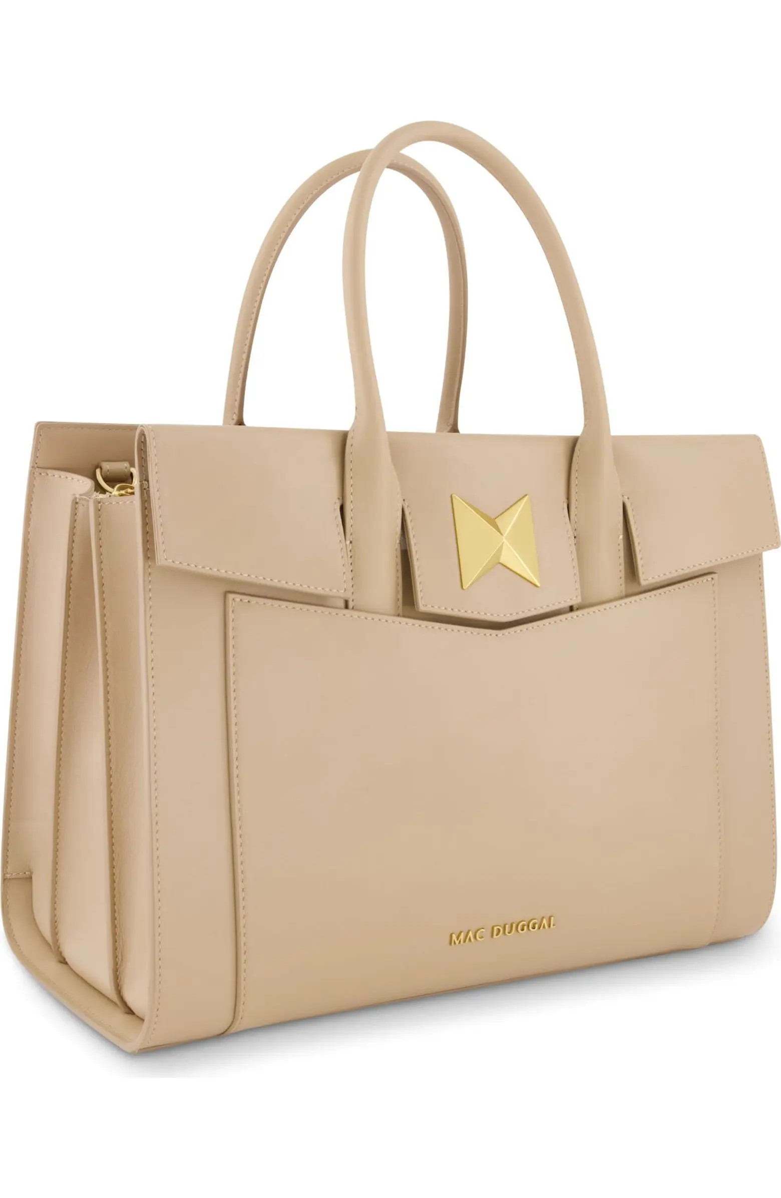 Mac Duggal Gold Plated Hardware Large Leather Briefcase Bag | Nordstrom | Nordstrom