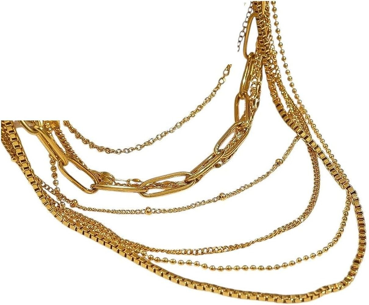 New 2025 Wild & Stainless Basic Chains Necklaces For Women Trendy Classic Fashion 18K Gold Plated... | Amazon (US)