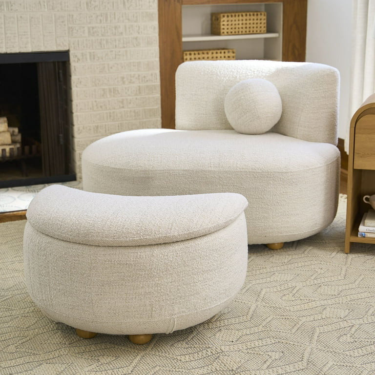 Better Homes & Gardens Juliet Modern Boucle Chaise & Storage Ottoman, Pearl | Walmart (US)