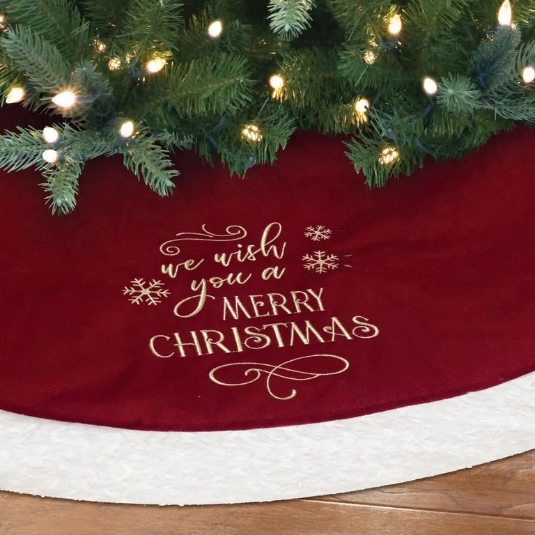 Holiday Time Red Velvet Christmas Tree Skirt, 48" - Walmart.com | Walmart (US)