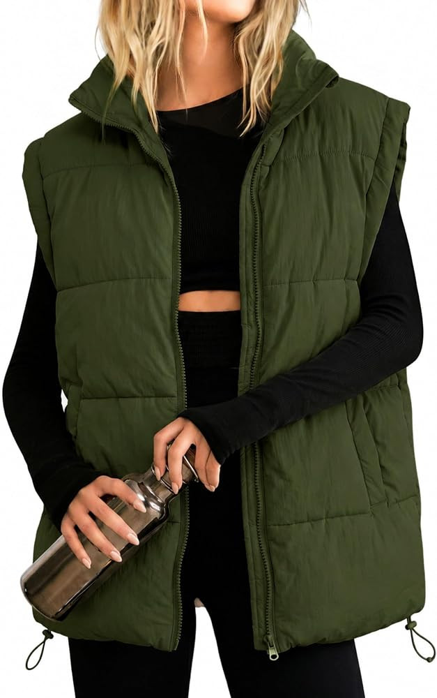 Athlisan Womens Zip Up Puffer Vest Stand Collar Sleeveless Padded Jacket Coat | Amazon (US)