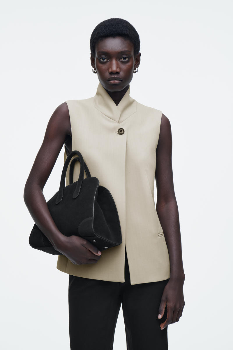 COS Women's Mini Studio Bowling Bag Suede in Black | Leather | COS (AU)