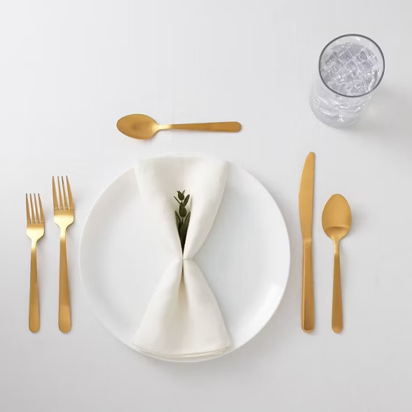 20pc Stainless Steel Silverware Set Gold - Threshold™ | Target