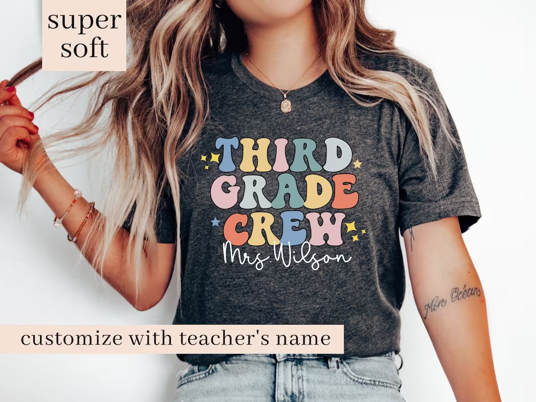 Custom Third Grade Crew T-shirt Third Grade Teacher Shirt - Etsy Canada | Etsy (CAD)