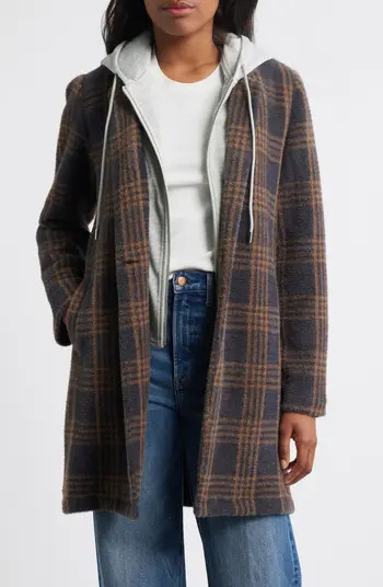 Thread & Supply Plaid Coat with Bib Hoodie | Nordstrom | Nordstrom