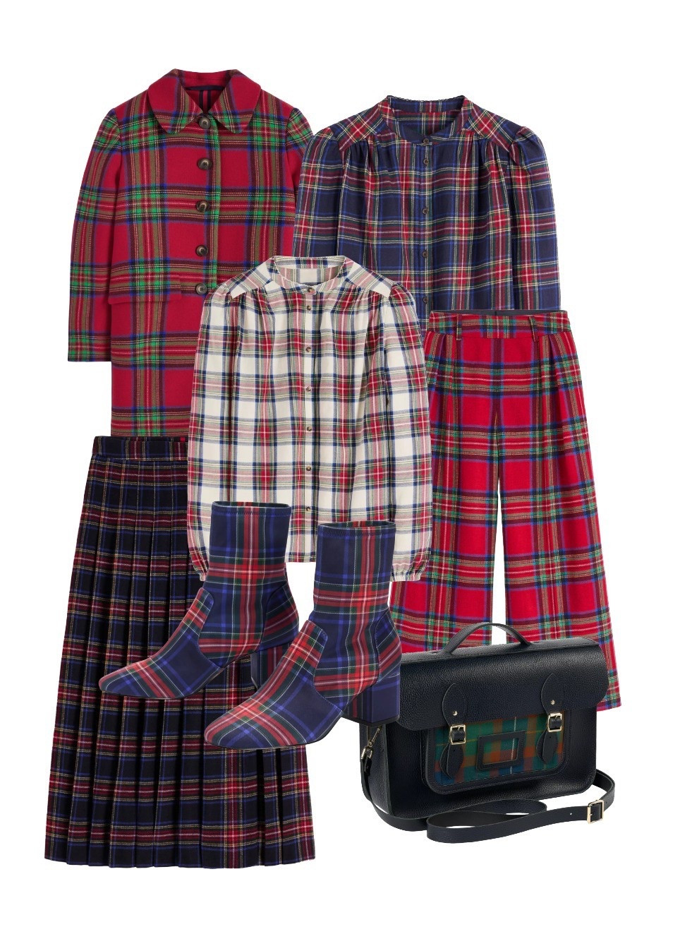 Tartan-tastic! There’s never been a hotter time to don plaid fashion and these styles will brighten up any rainy day!

Red tartan culottes and matching coat, tartan blouses x 2, pleated kilt skirt and ankle boots - from Boden

Tartan Satchel - Cambridge Satchel Company



#LTKautumn #LTKuk #LTKeurope