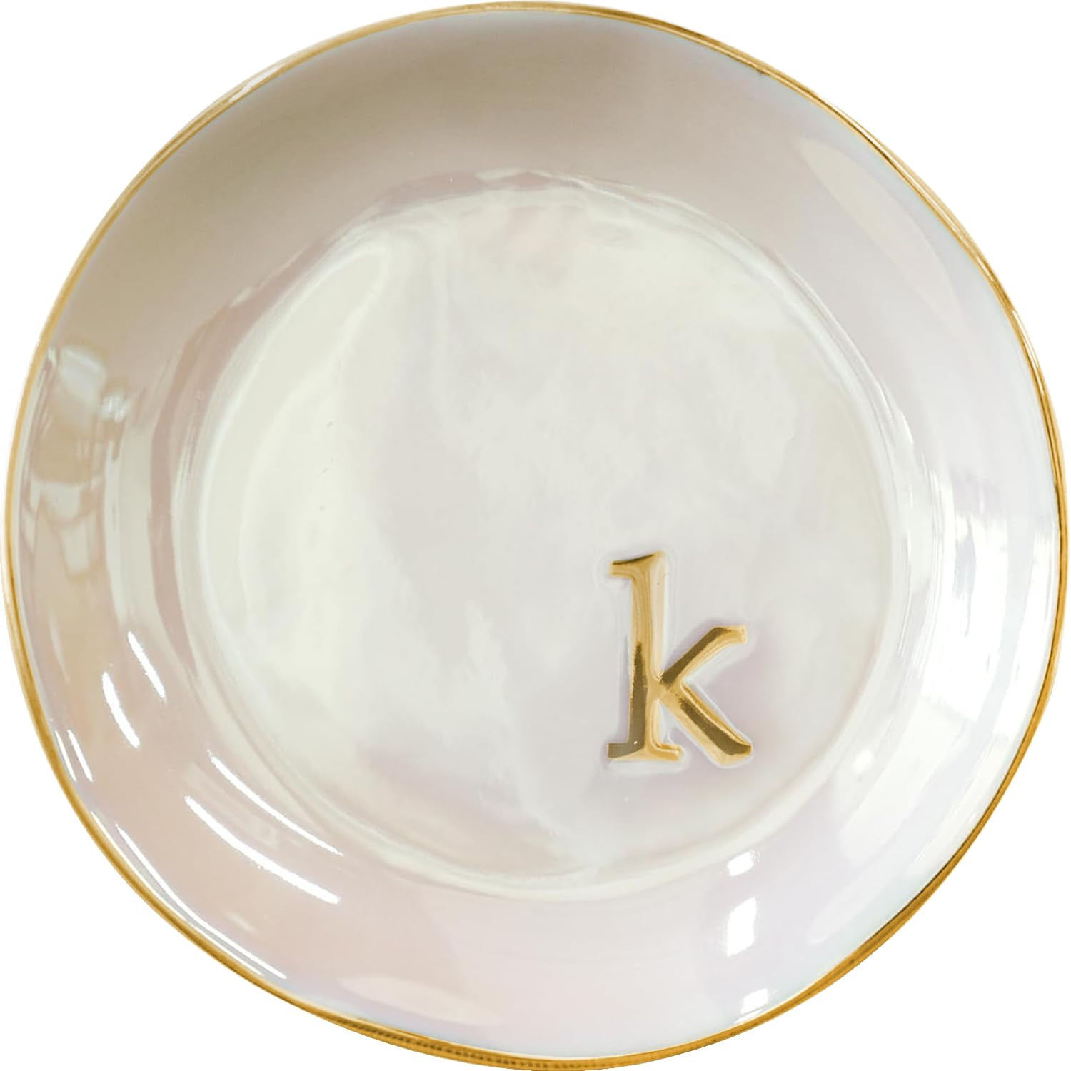 COLLECTIVE HOME - Iridescent Jewelry Tray, 4.75-Inch Personalized Lowercase Embossed Lettering, L... | Amazon (US)