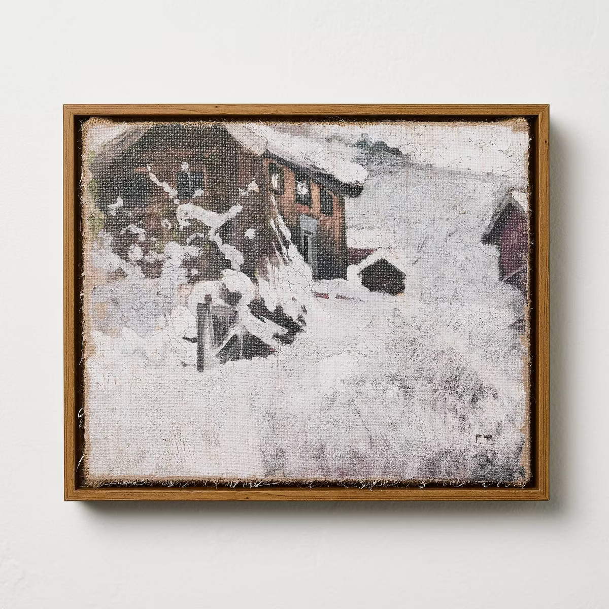 9"x11" Snowy Cottage Burlap Wall Art - Hearth & Hand™ with Magnolia | Target