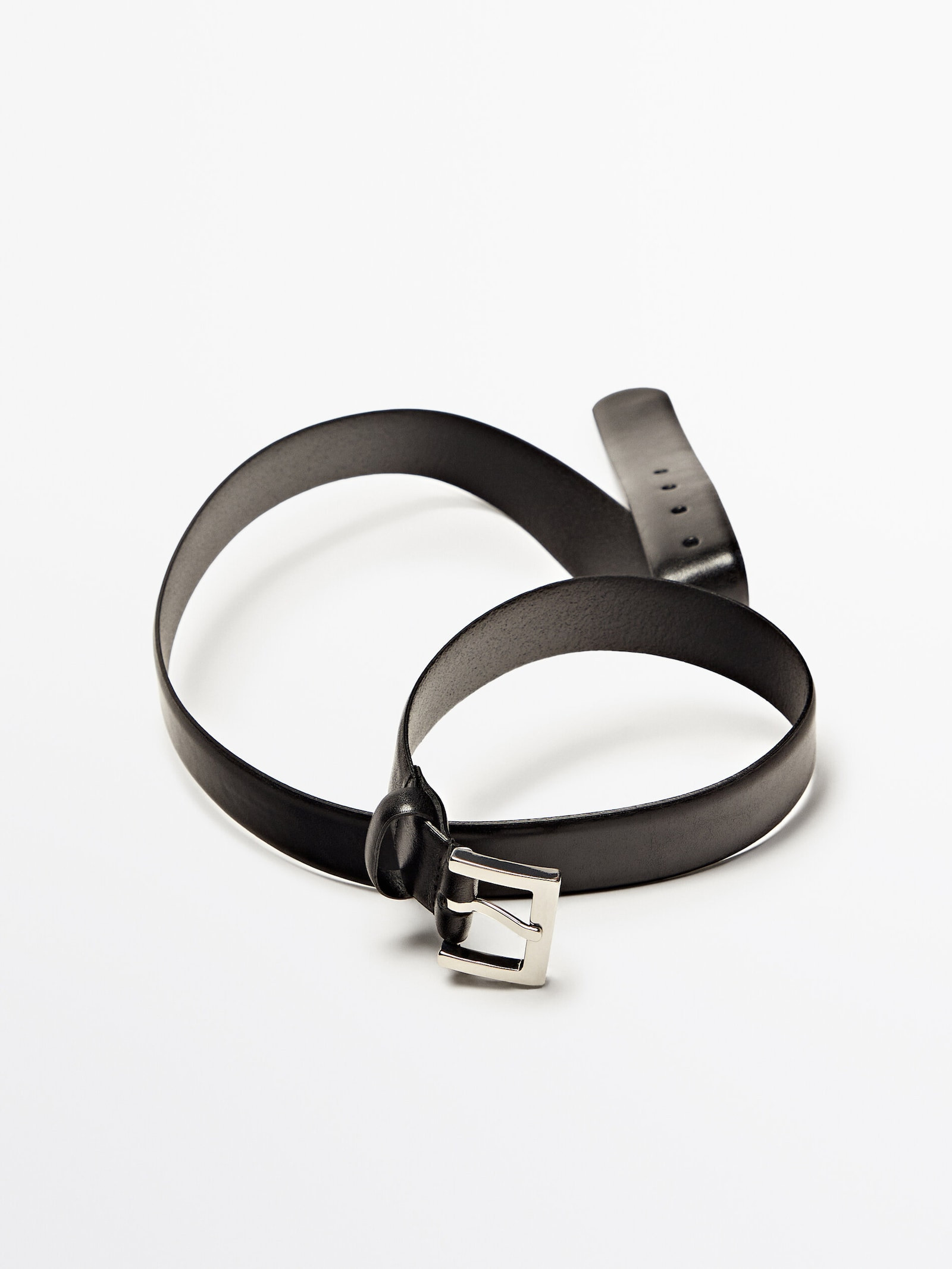 Leather belt with square buckle | Massimo Dutti US
