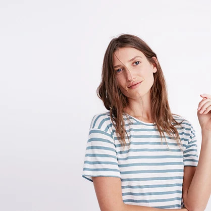 Whisper Cotton Crewneck Tee in Joey Stripe | Madewell