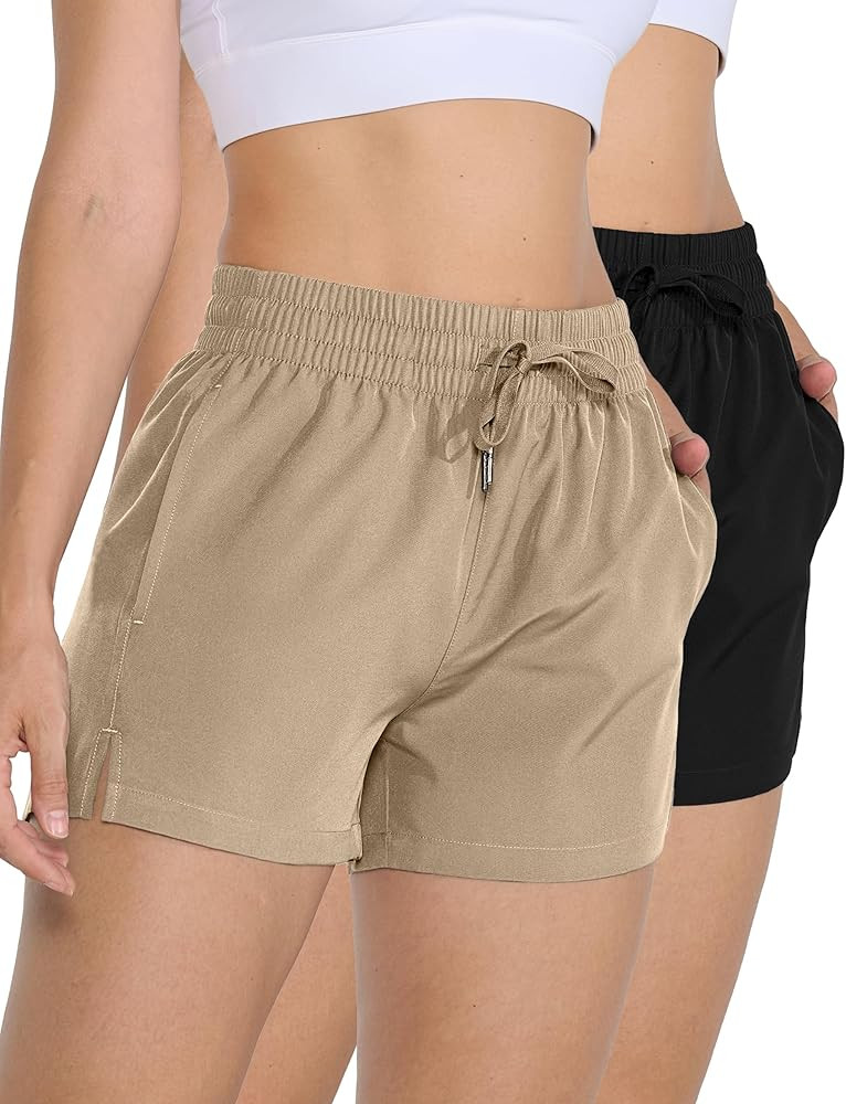 2 Pack 3" Womens Athletic Shorts Basic Running Shorts Lightweight Quick Dry Gym Workout Shorts wi... | Amazon (US)