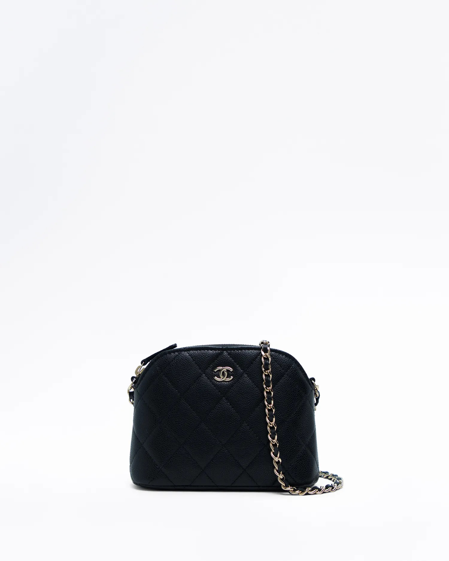 Caviar CC Dome Mini Clutch with Chain | Vivrelle