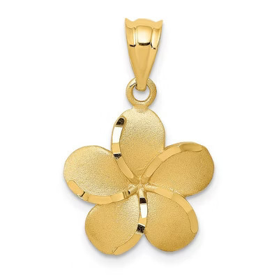 Black Bow Jewelry 14k Yellow Gold 14mm Diamond Cut Plumeria Pendant | Target