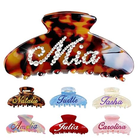 Personalized Colorful Name Hair Claw Clips for Women,Custom Hair Clips with Diamond,Cute Hair Acc... | Amazon (US)