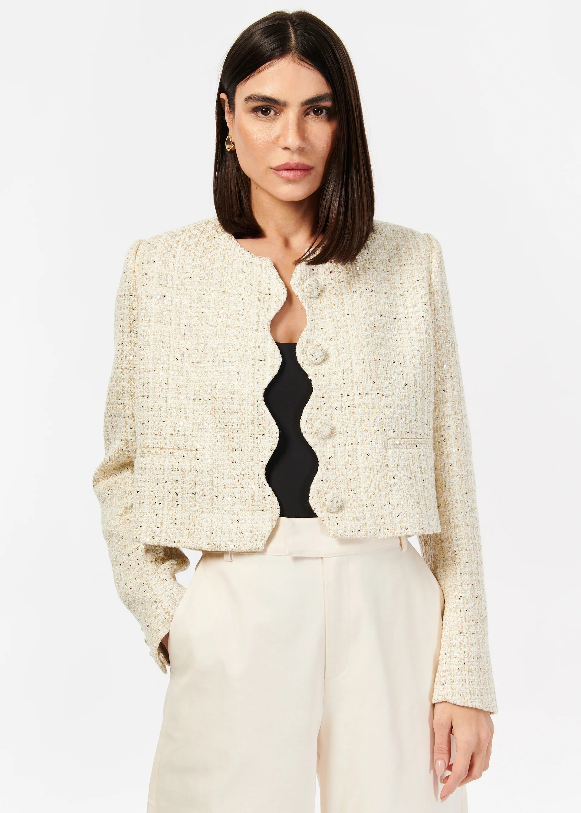 Giselle Tweed Blazer Gold Fleck | CAMI NYC
