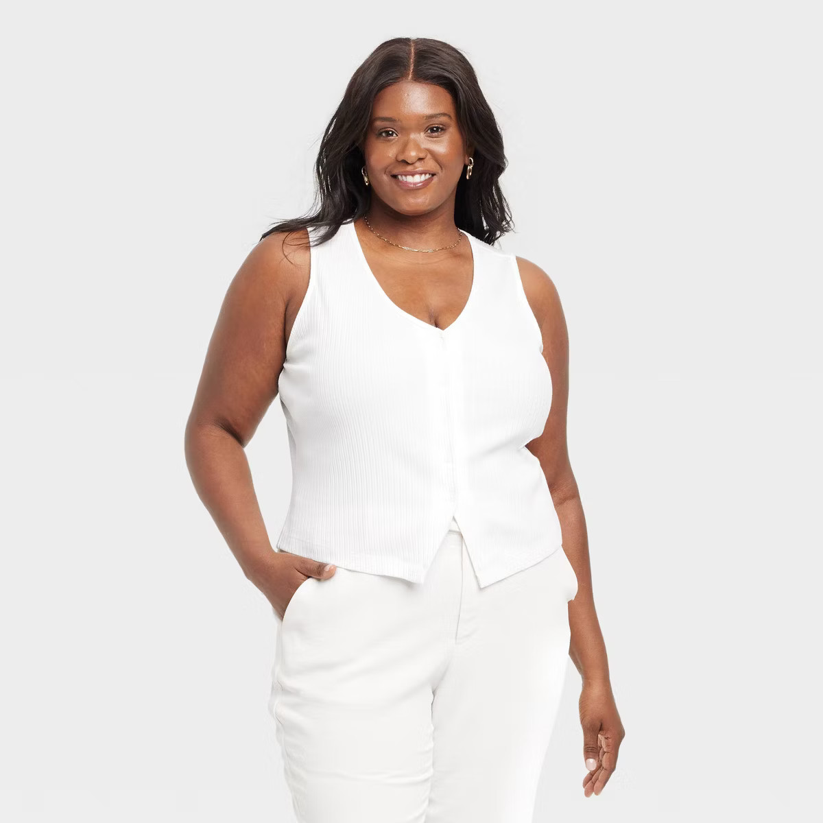 Women's Ribbed Button-Down Vest - A New Day™ Red XL | Target