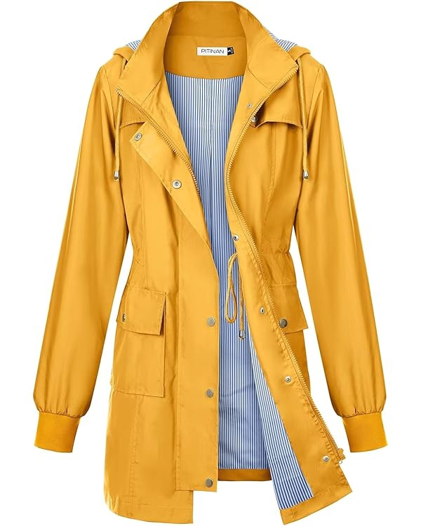 Rain Jackets For Women Waterproof Rain Coats with Hood Lightweight Windbreaker Outdoor Trench Coa... | Amazon (US)
