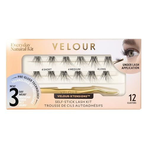 Velour-Xtensions™ Self-Stick Lash Clusters Kit, Self Adhesive Eyelashes with 12 Lash Cluster and Lash Applicator, New No Glue Technology for Lightweight Natural Look at Home | Amazon (US)