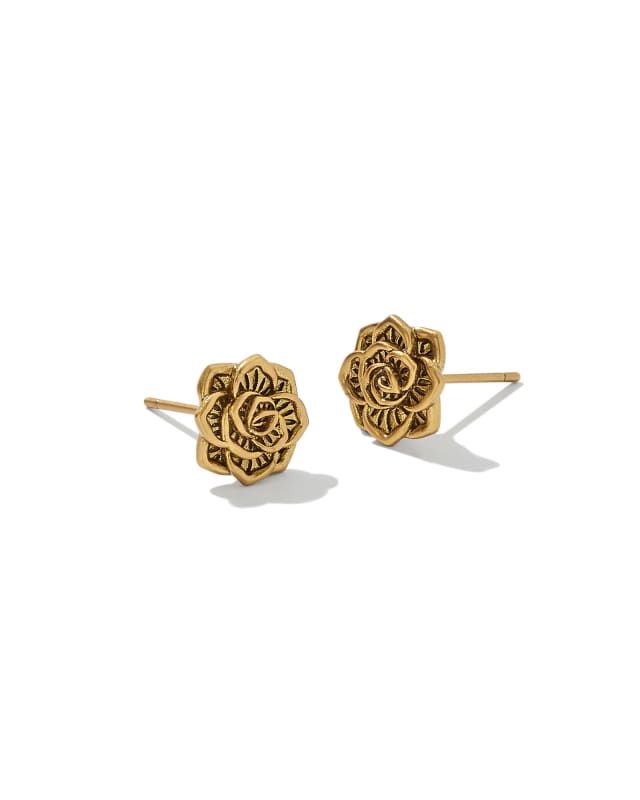 Ansel Rose Stud Earrings in Vintage Gold | Kendra Scott