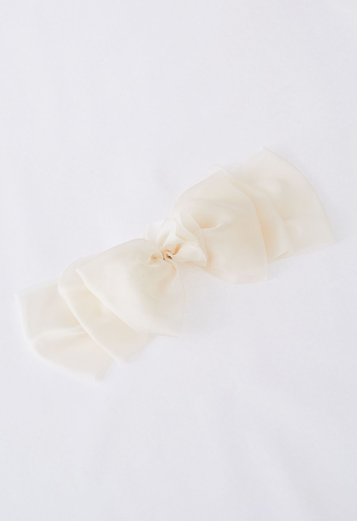 Flowy Mesh Bowknot Hair Clip in Cream | Chicwish