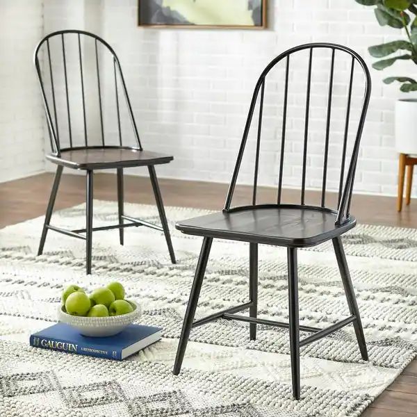 Simple Living Milo Mixed Media Dining Chairs (Set of 2) | Bed Bath & Beyond