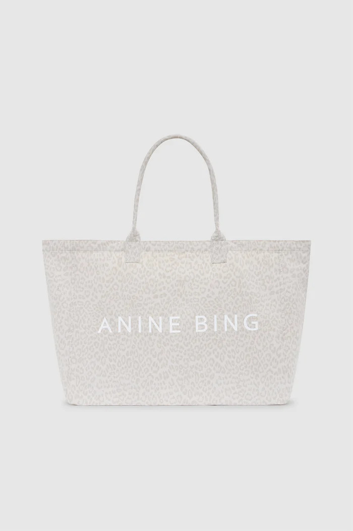 Leo Canvas Tote - Black And Brown Leopard | Anine Bing