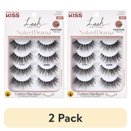 (2 pack) KISS Lash Couture Naked Drama False Eyelashes Multipack, Style ‘Ruffle’ - 4 Pairs | Walmart (US)