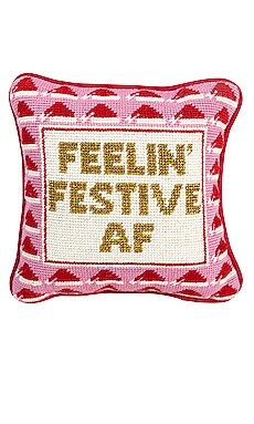 Furbish Studio Festive Af Needlepoint Pillow from Revolve.com | Revolve Clothing (Global)