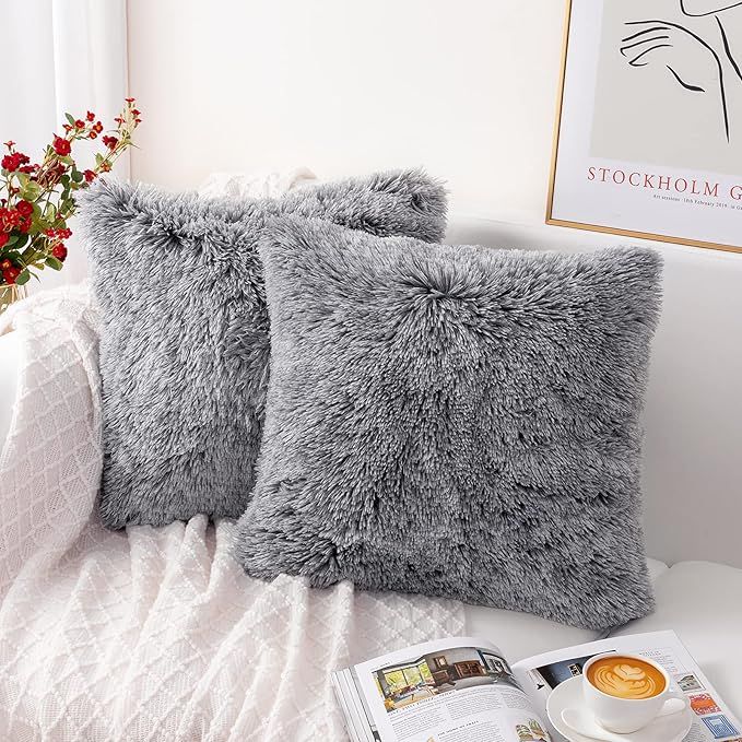 joybest Luxury Soft Faux Fur Fleece Cushion Cover Pillowcase Decorative Throw Pillows Covers for ... | Amazon (US)