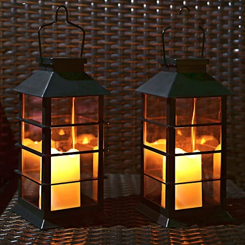 Tomshine LED Solar Lantern - Outdoor Hanging Solar Lights Waterproof Flickering Flame Candle Light for Patio Courtyard Garden Decorative(2 Pack) | Amazon (US)