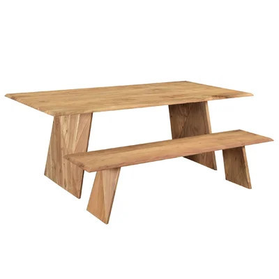 Kennidi 2 - Piece Acacia Solid Wood Dining Set | Wayfair North America