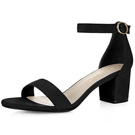 Allegra K Women s Open Toe Mid Block Heel Ankle Strap Sandals (Size US 8.5) Black | Walmart (US)
