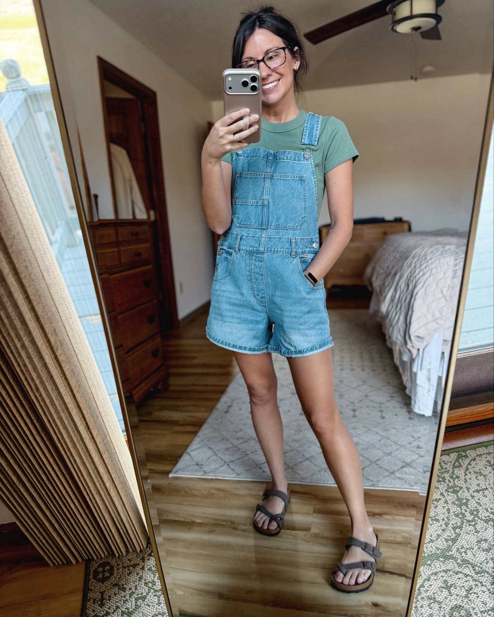 xs in these 100% organic cotton denim short overalls! A little big, but so comfy and i think they’ll shrink and be perfect! 

Size 6 in my sandals and small in my tee. 

#LTKgrwm #LTKPetite #LTKootd