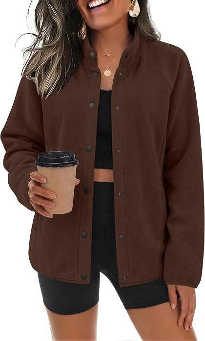 Zeagoo Fleece Jackets for Women Fall Clothes Button Winter Coat w/Pockets | Amazon (US)