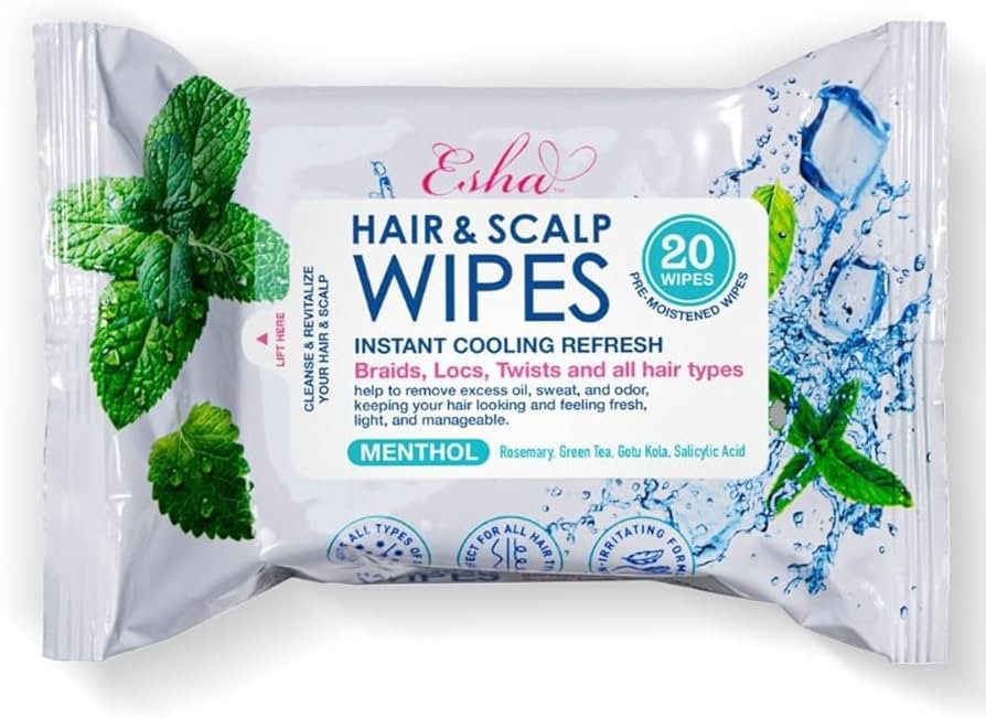 ESHA Hair & Scalp Wipes: Instant Cooling Refresh for Braids, Locs, Twists & All Hair Types - Stay... | Amazon (US)