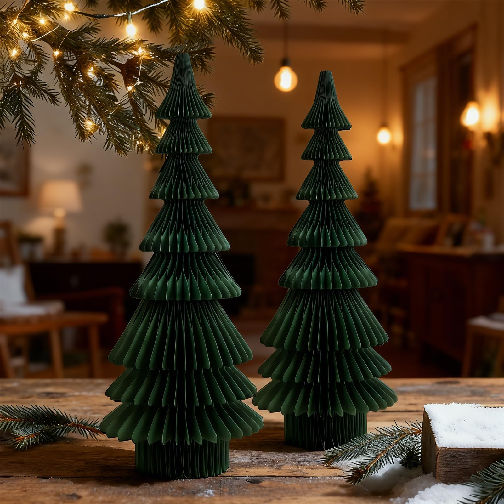 Large 20 Inch Green Paper Christmas Tree, 2 Pcs Honeycomb Trees Christmas Decorations with Magnet... | Amazon (US)