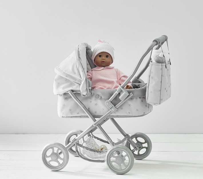 Götz Baby Doll Natasha Gray Star Mini Pram Stroller Bundle Set | Pottery Barn Kids