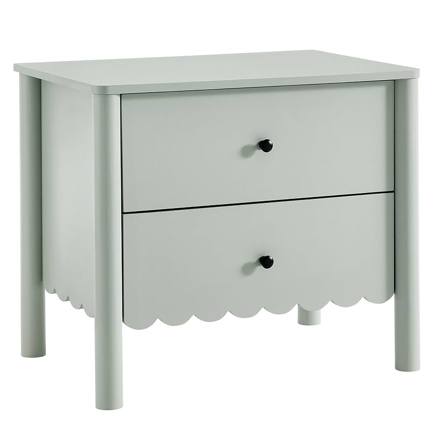 Modway Emmeline Scalloped 2-Drawer Nightstand in Sage | Amazon (US)