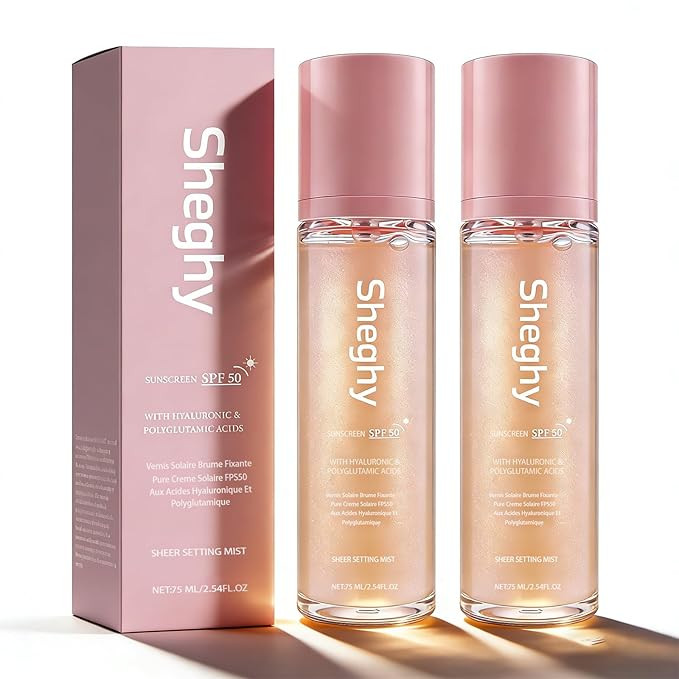 Sunglaze Sheer Setting Mist Sunscreen SPF 50, Broad Spectrum Shimmering Body Oil Mist, Hydrating ... | Amazon (US)
